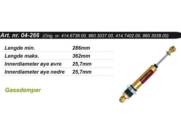 Støtdemper Ski-Doo Bakre Kimpex Gold 414673900/860303700/414740200/860303800 